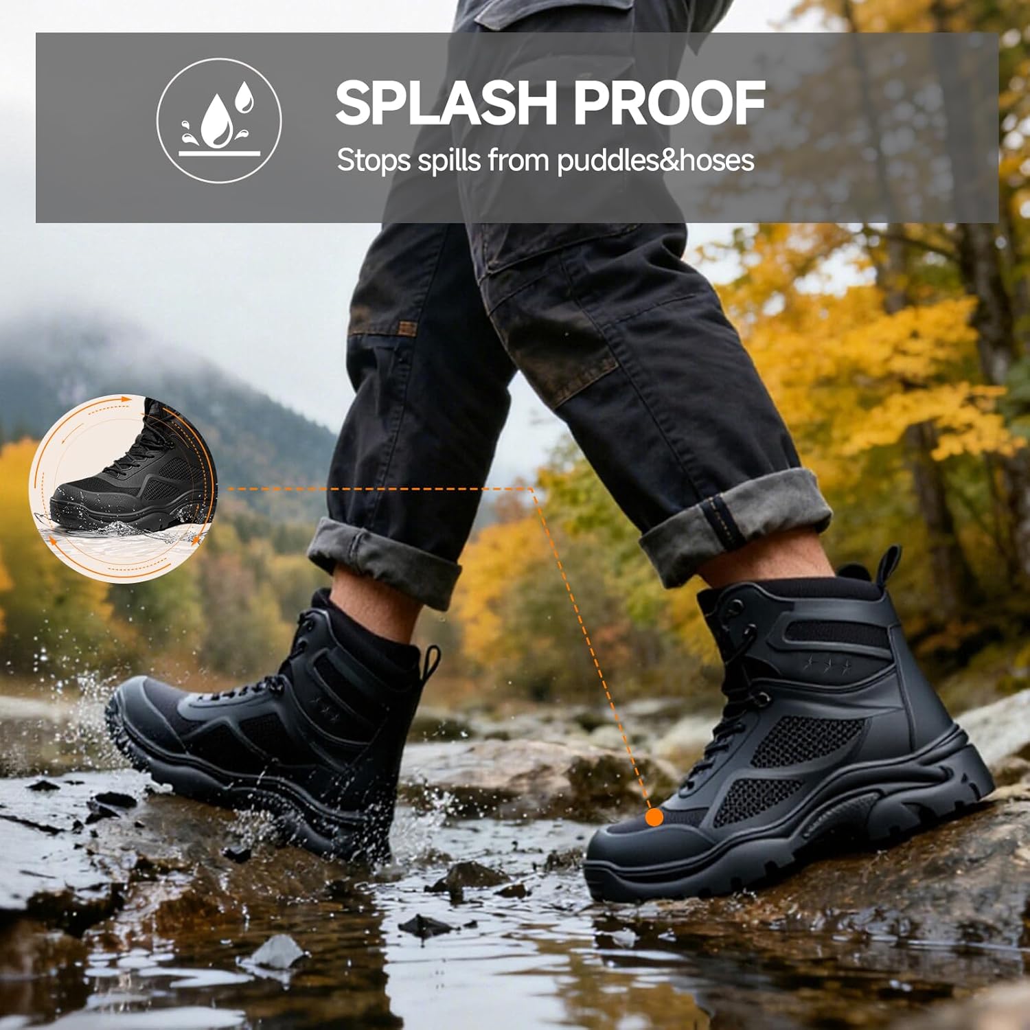 Steel Toe Boots for Men Work Boots for Men Breathable High Top Work Shoes Lightweight Indestructible Safety Shoes Industry Construction Safety Footwear - Image 4