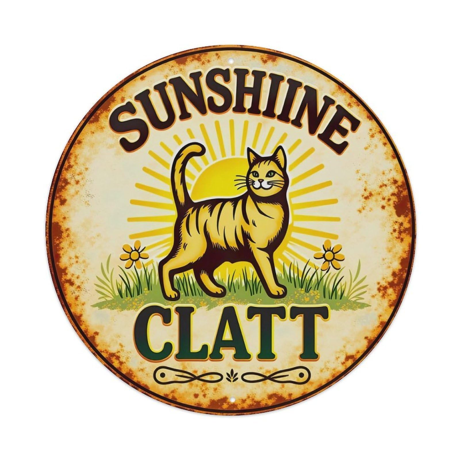 Sunshine Cat Clatt Sign Pattern Metal Tin Sign