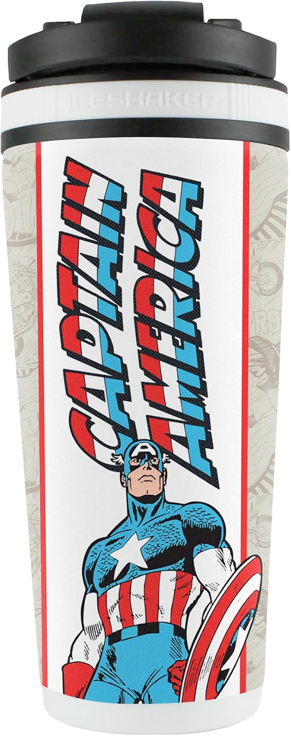 WinCraft 26oz 4D Stainless Steel Ice Shaker Marvel Captain America Retro White