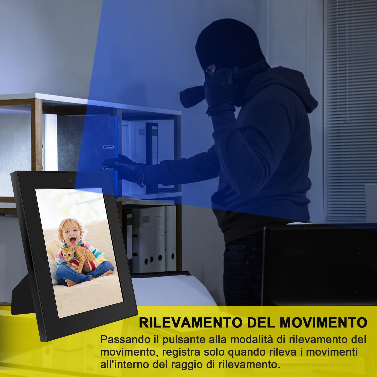 LXMIMI Telecamera Nascosta, Mini Telecamera Nascosta Cornice Digitale, Mini Telecamera Spia HD 1080P con Rilevamento del Movimento e Registrazione in Loop