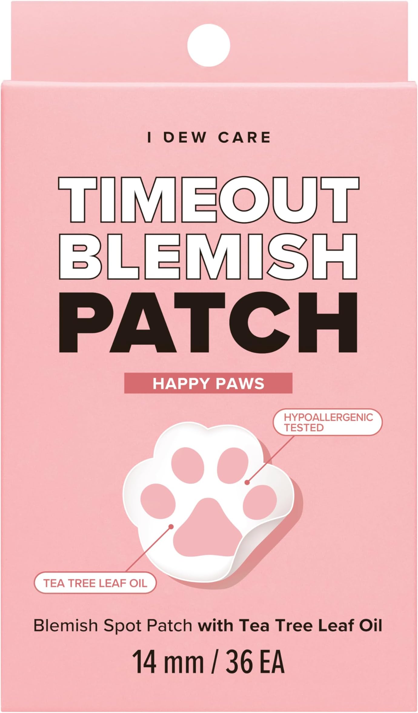Hydrocolloid Acne Pimple Patch - Timeout Blemish Happy Paws | Cute Patches, Facial Stickers, Absorbing with Tea Tree Leaf Oil, Trouble Treatment for Face, 36 Count
