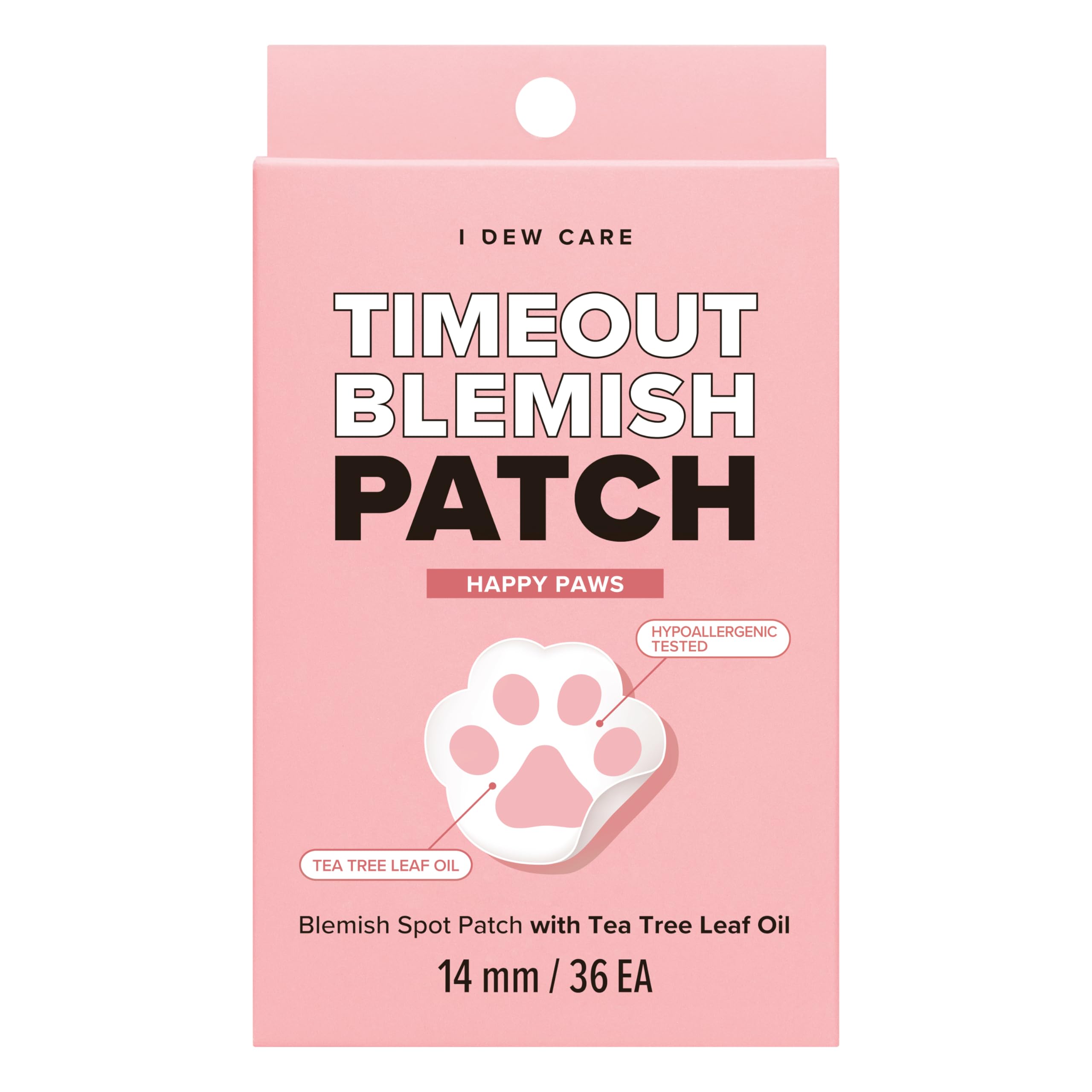 I DEW CARE Hydrocolloid Acne Pimple Patch - Timeout Blemish Happy Paws | Cute Patches, Facial Stickers, Absorbing with Tea Tree Leaf Oil, Trouble Treatment for Face, 36 Count