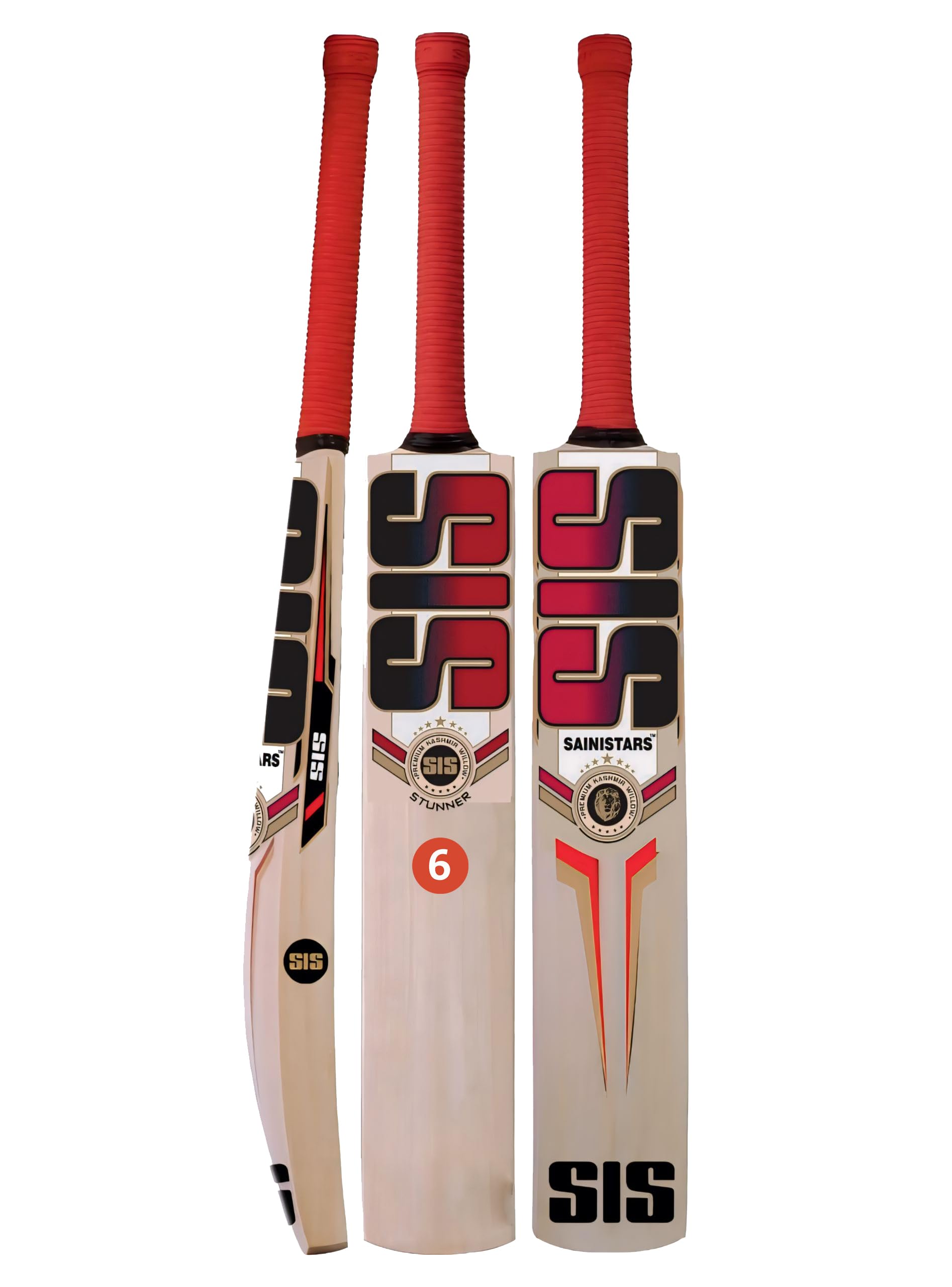 SIS Sainistars Professional Cricket Bat, Red Design, Premium Grade Popular Willow Tennis bat (Red Bat Size-06)-image-5