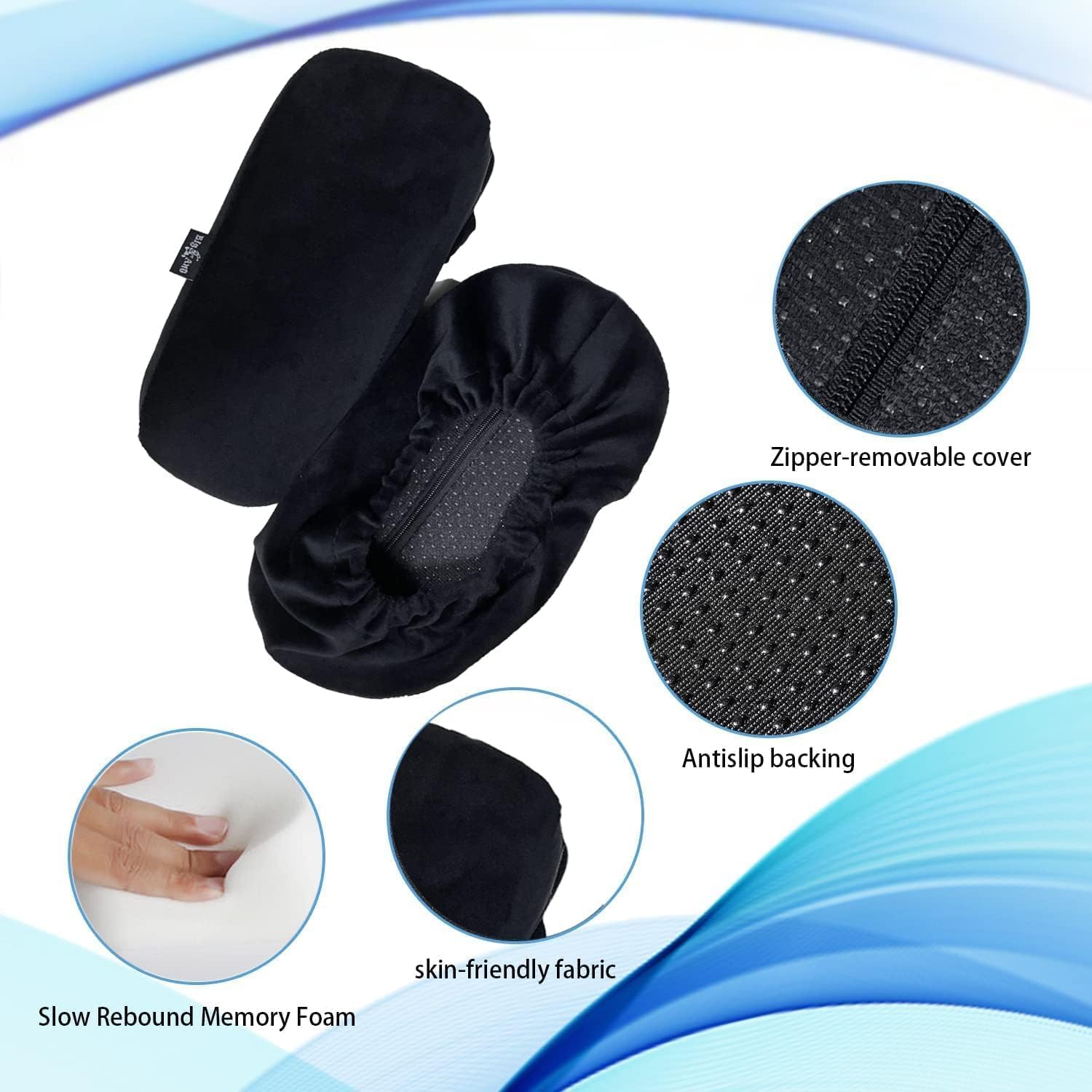 Big Ant Chair Armrest Cover, Gaming Chair Arm Rest Pads for Elbows and Forearms Pressure Relief-Black-2 Pack