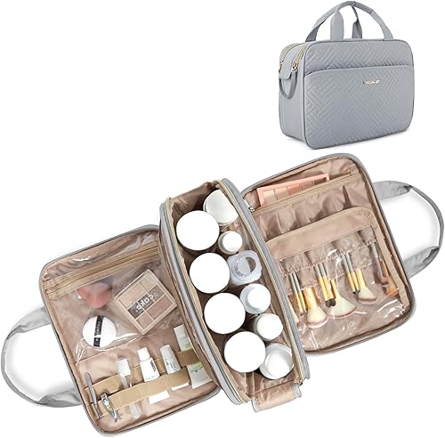 Miniatura 5 de BAGSMART Neceser grande, organizador de maquillaje de viaje, resistente al agua, bolsa de cosméticos para maquillaje, bolsa de viaje para
