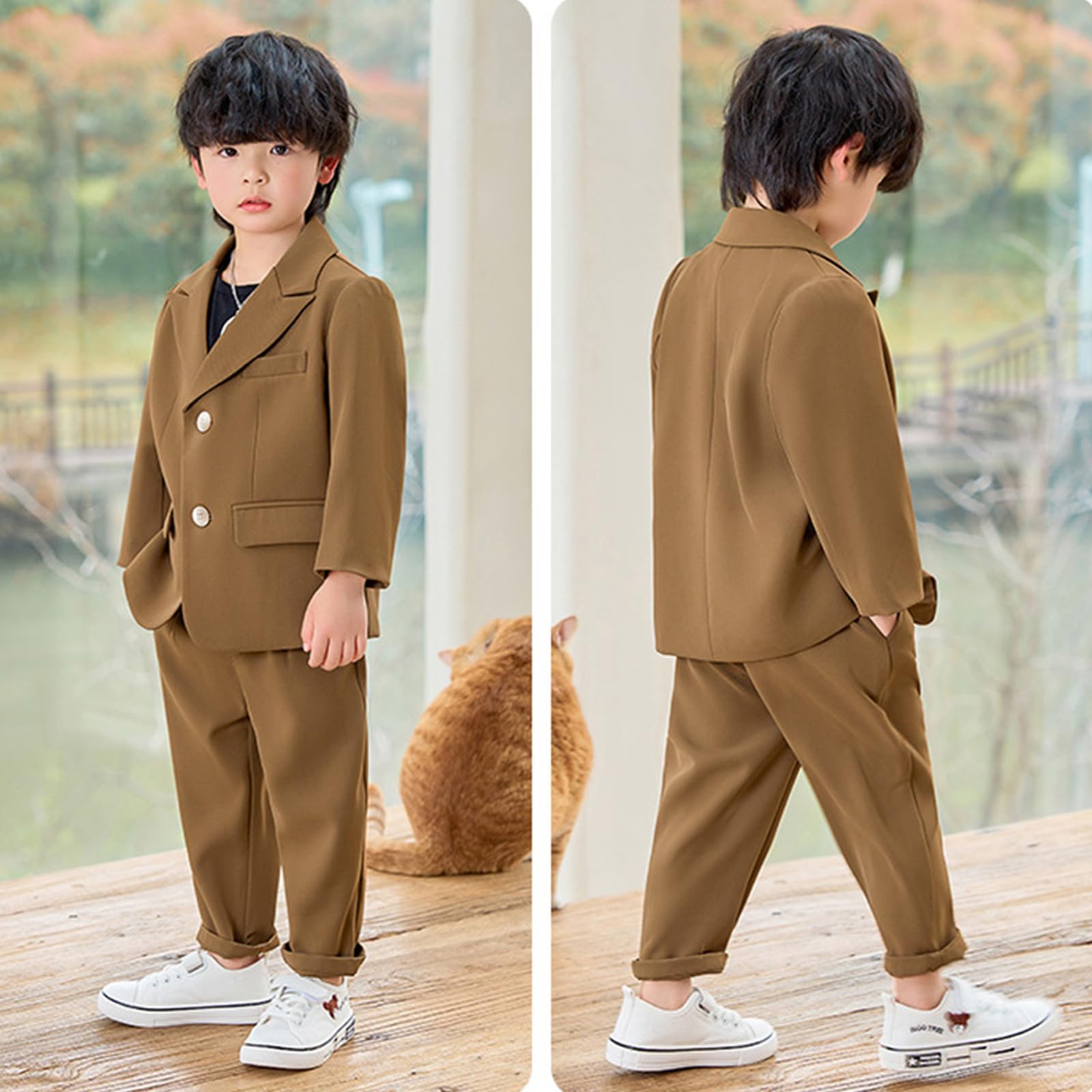 Generisch Costume de mariage bébé manteau 3 pièces tenue smoking ensemble pour enfants costume formel pour garçon avec pantalon vêtements bébé garçon mois