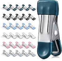 Hotolive Heavy Duty Stainless Steel Clothespins 30 Pack - 2.17" Colored Chip Clips for Laundry, Bags, Outdoor Hanging & Camping