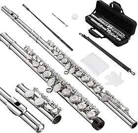 ANVAR VEDO instrumento musical brinquedo,Kit Premium Flauta Transversal - Boca Corte Biselado, Chaves Ajustáveis, Estojo Portátil e Som Fluido Ideal para Bandas Marciais Presentes Musicais