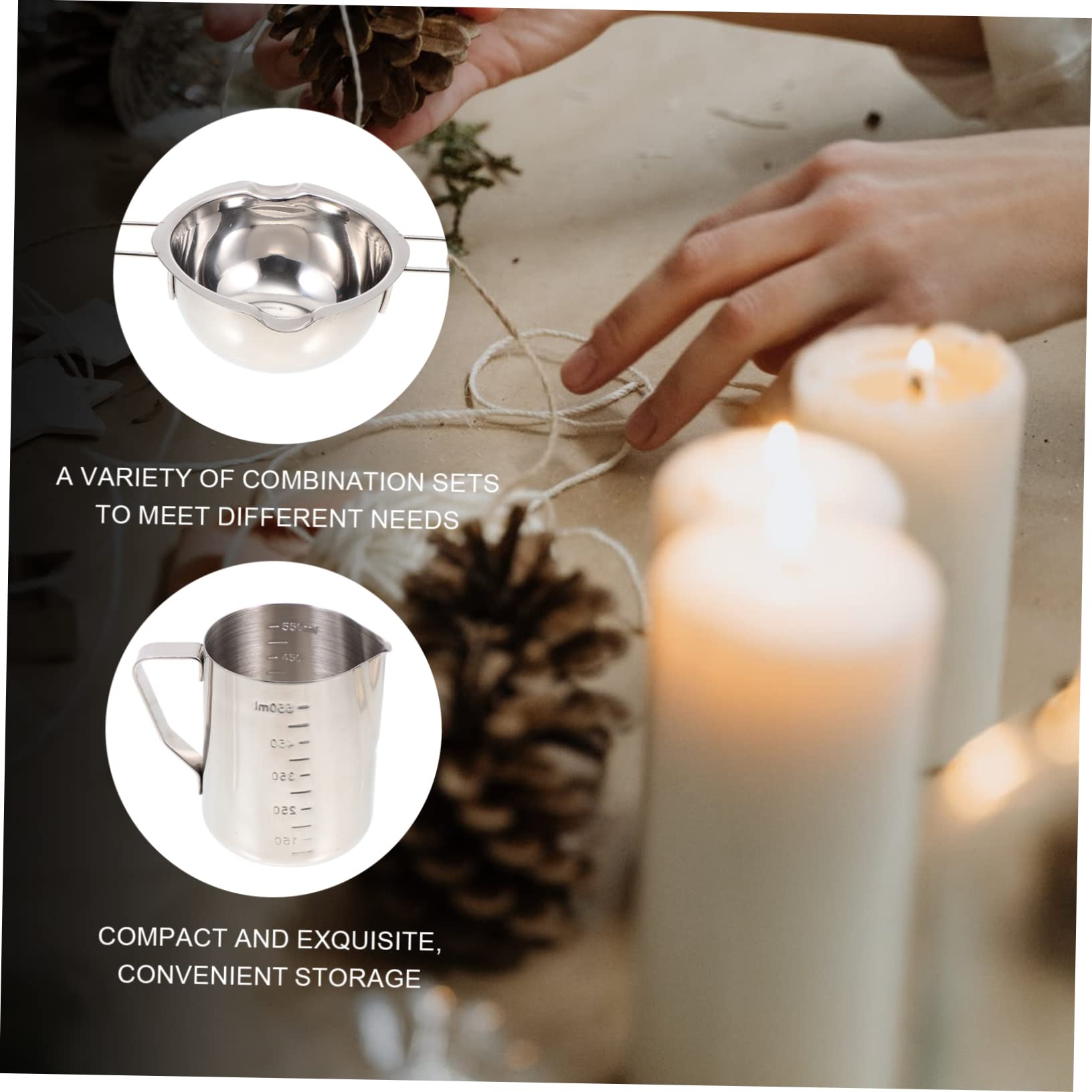 NUOBESTY Taza para Hacer Velas Diy, Kit Manual de Acero Inoxidable, 1 Set