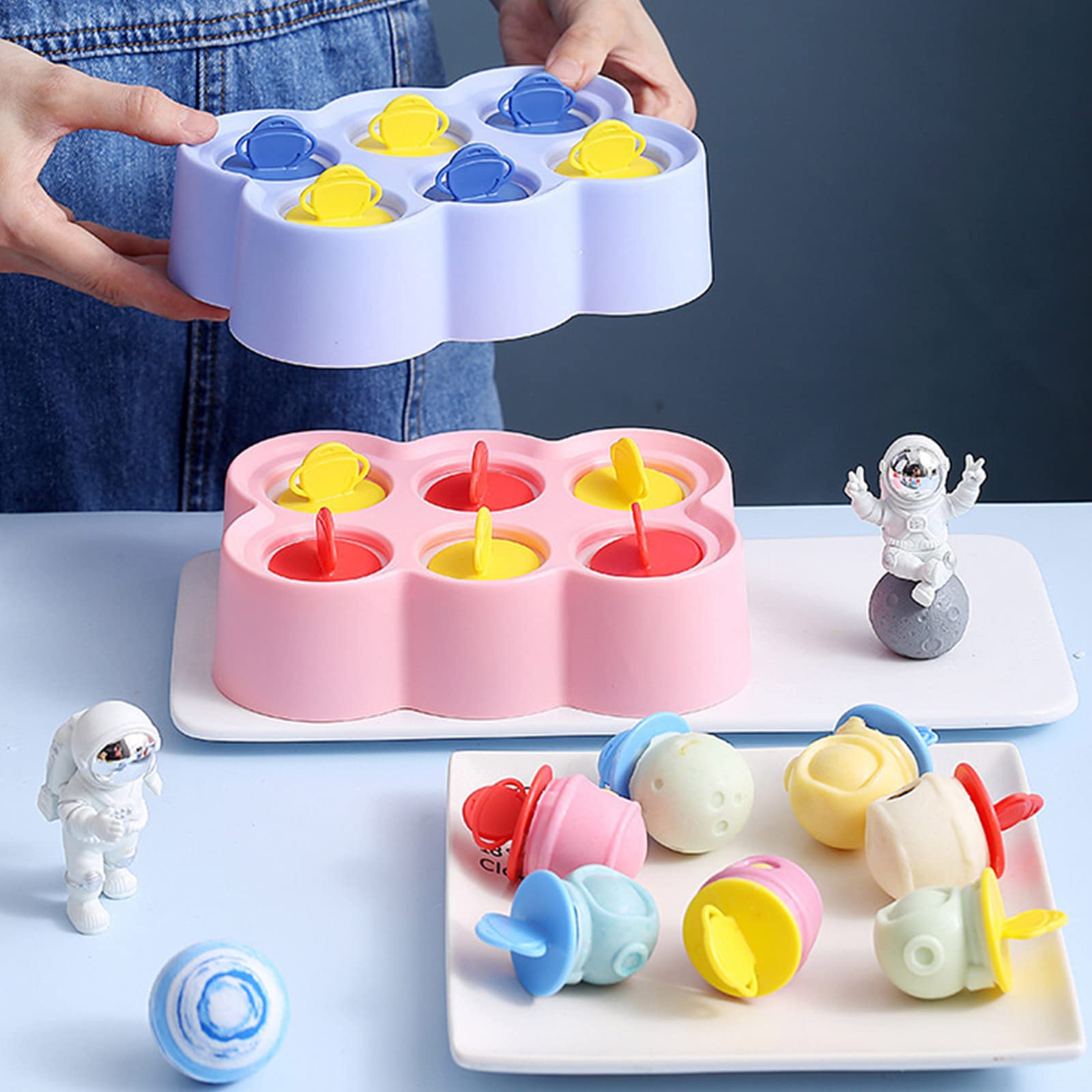Molde de helado reutilizable fácil liberación Cómodo sostener for niños Fácil limpiar Se puede desmontar(Blue)
