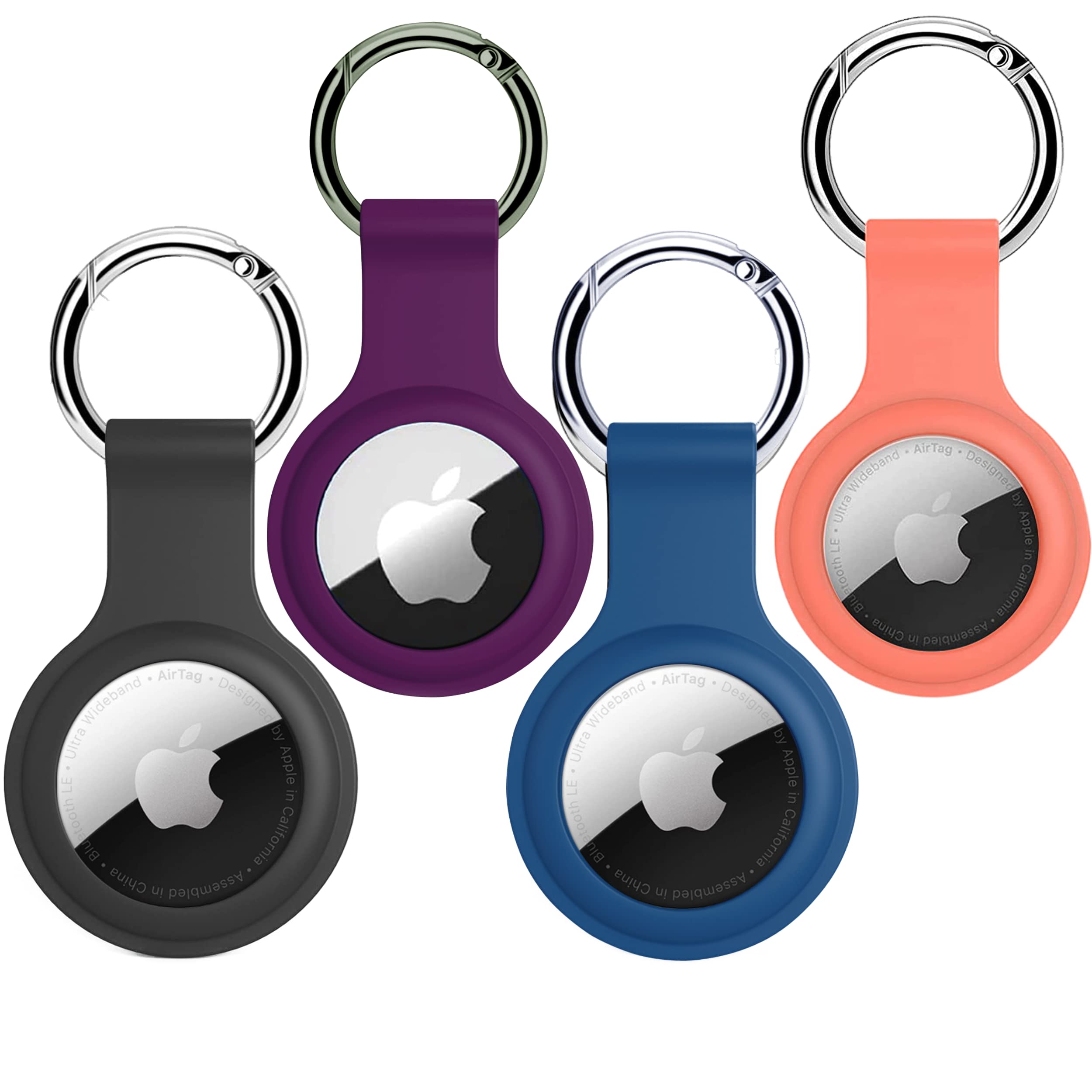 SQUIF Pack of 4 Airtag Case for Apple Airtags Silicone Case Protective Cover for Airtag Case Locator Tracker Anti-Lost Device Keychain Protection Sleeve (Darkgrey_Blue_Darkpurple_Orange)-image-23
