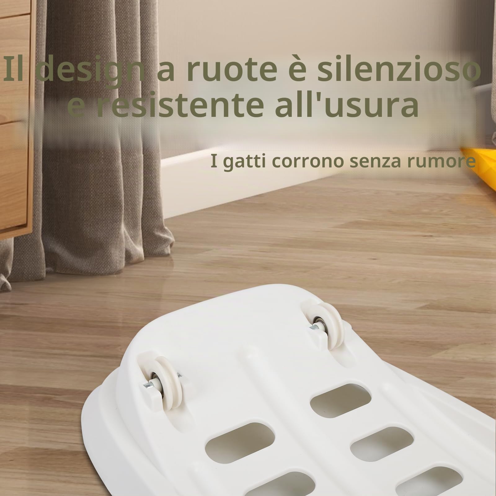 Ruota per esercizi 'gatto' in legno, giocattolo sportivo per una durata di vita più lunga, per corsa, camminata, allenamento, adatto per maggior parte 'gatto', 85 x 80 x 33 cm, bianco