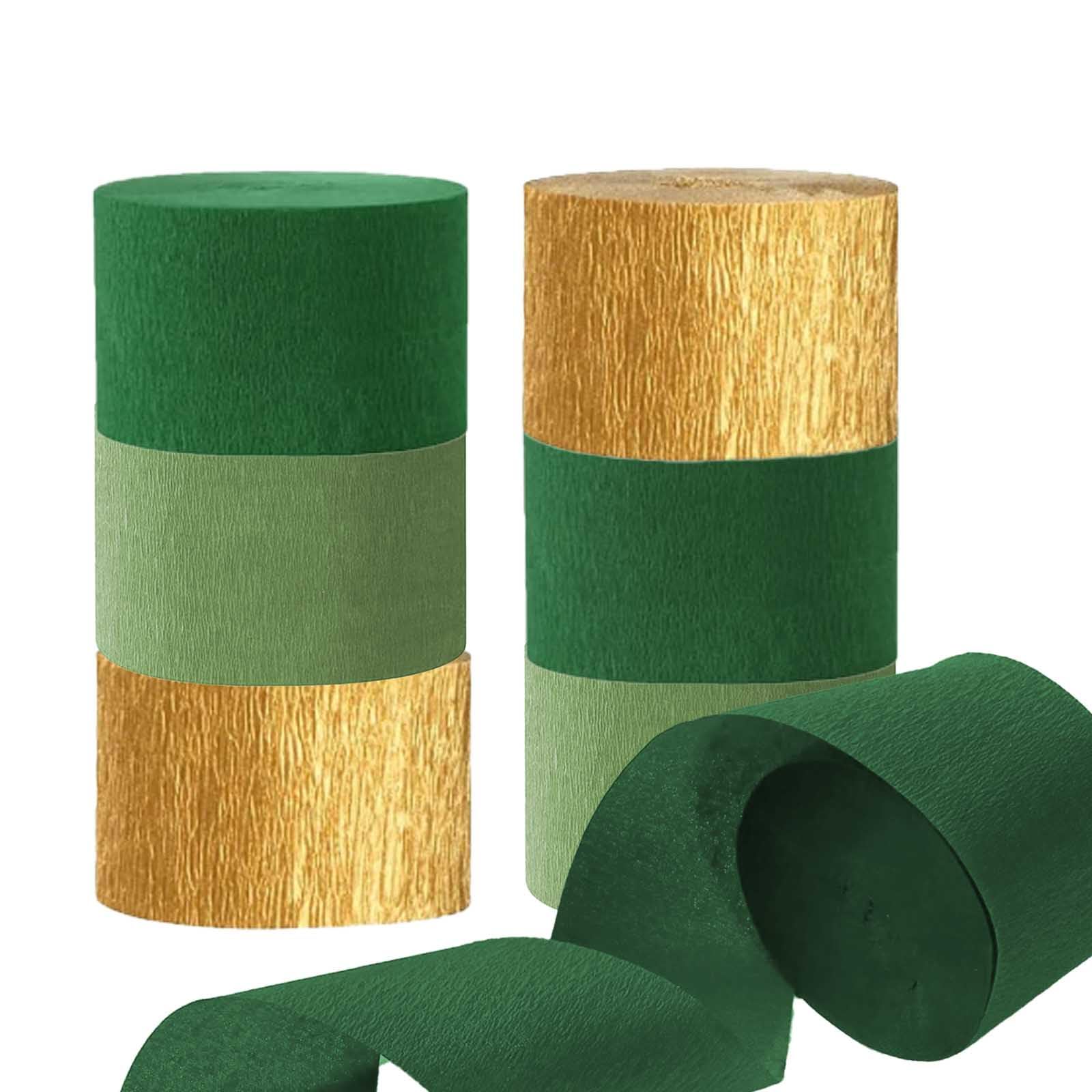 GAKA FAVOR Sage Green and Gold Crepe Paper Streamers Party Streamers Decorations 4.5CM(1.77in) Wide 25M(82ft) Long 6 Rolls — image 1
