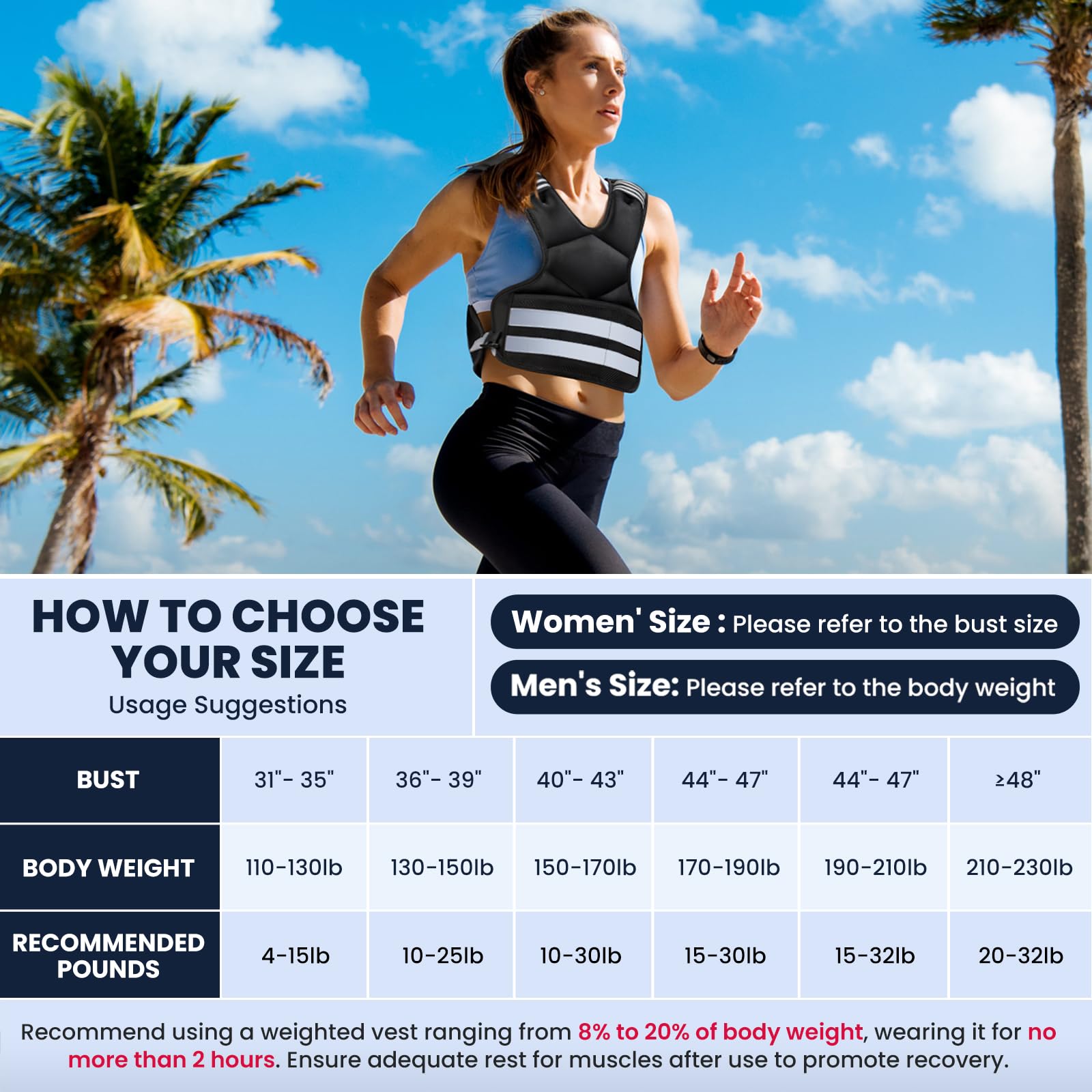 Adjustable Weighted Vest for Women and Men, 4-11lb/11-18lb/20-32lb Weight Vest with 6 Ironsand Bags, Storage Pocket and Reflective Stripes for Walking, Workout and Strength Training — view 7