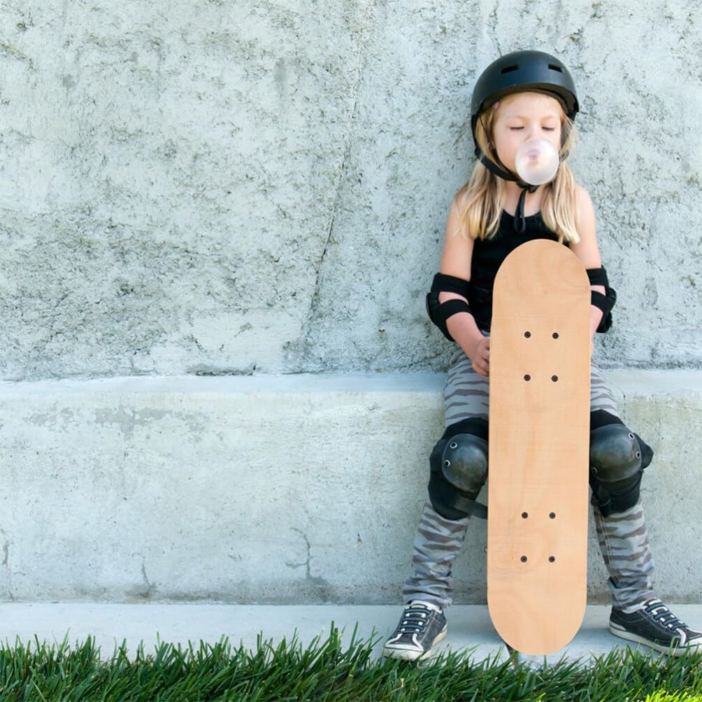 Planche de skateboard vierge en bois brut avec roulettes, 60 x 15 cm, 7 plis, duromètre 100A, roues en polyuréthane, 5 cm