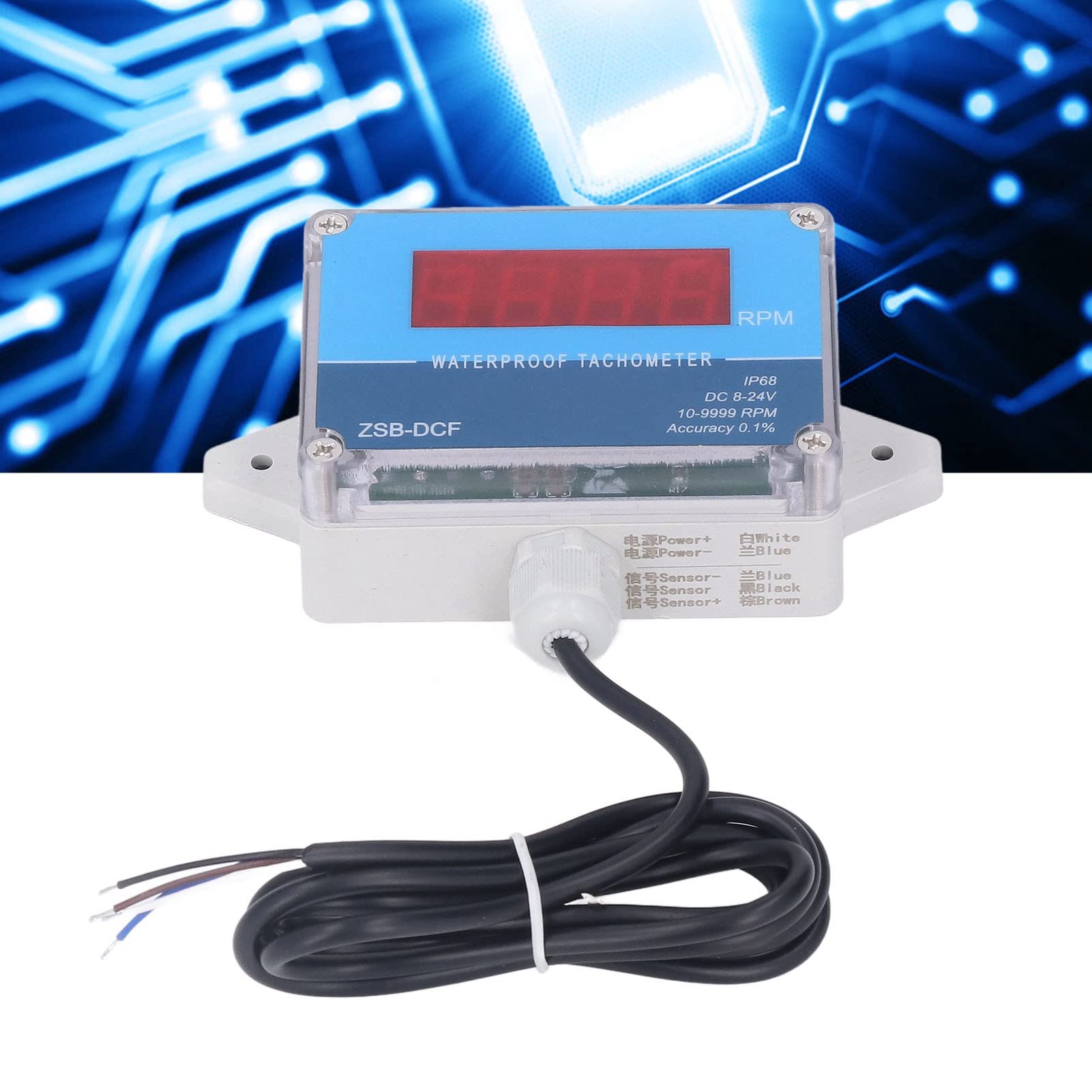 Tacómetro LED Digital, Tacómetro de Motor Sensor del Medidor de Velocidad IP68 Pantalla Digital LED DC 8V -25 V Medidor de Velocidad del Motor Tacómetro RPM para Equipos
