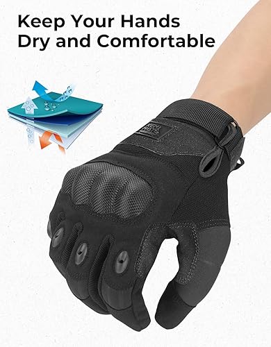 Miniatura 10 de KEMIMOTO - Guantes tácticos para hombres, guantes de motocicleta aptos para pantalla táctil con carcasa dura y acolchado de palma para deportes,