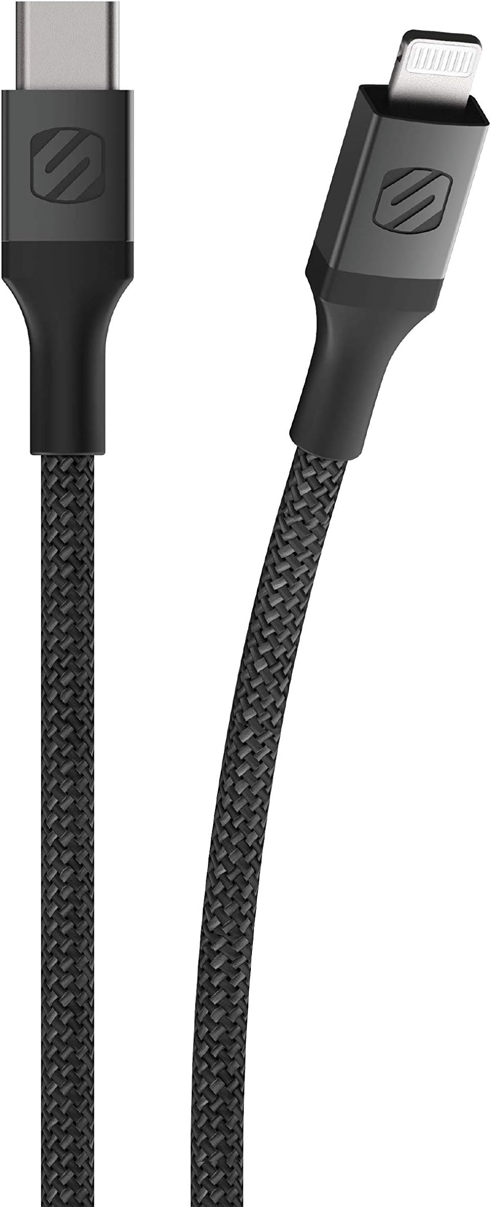 SCOSCHE Ci4B4SG-SP MFi Certified Strikeline Sync Braided Charging Cable for Lightning and USB-C Devices, 4 Feet, Space Gray