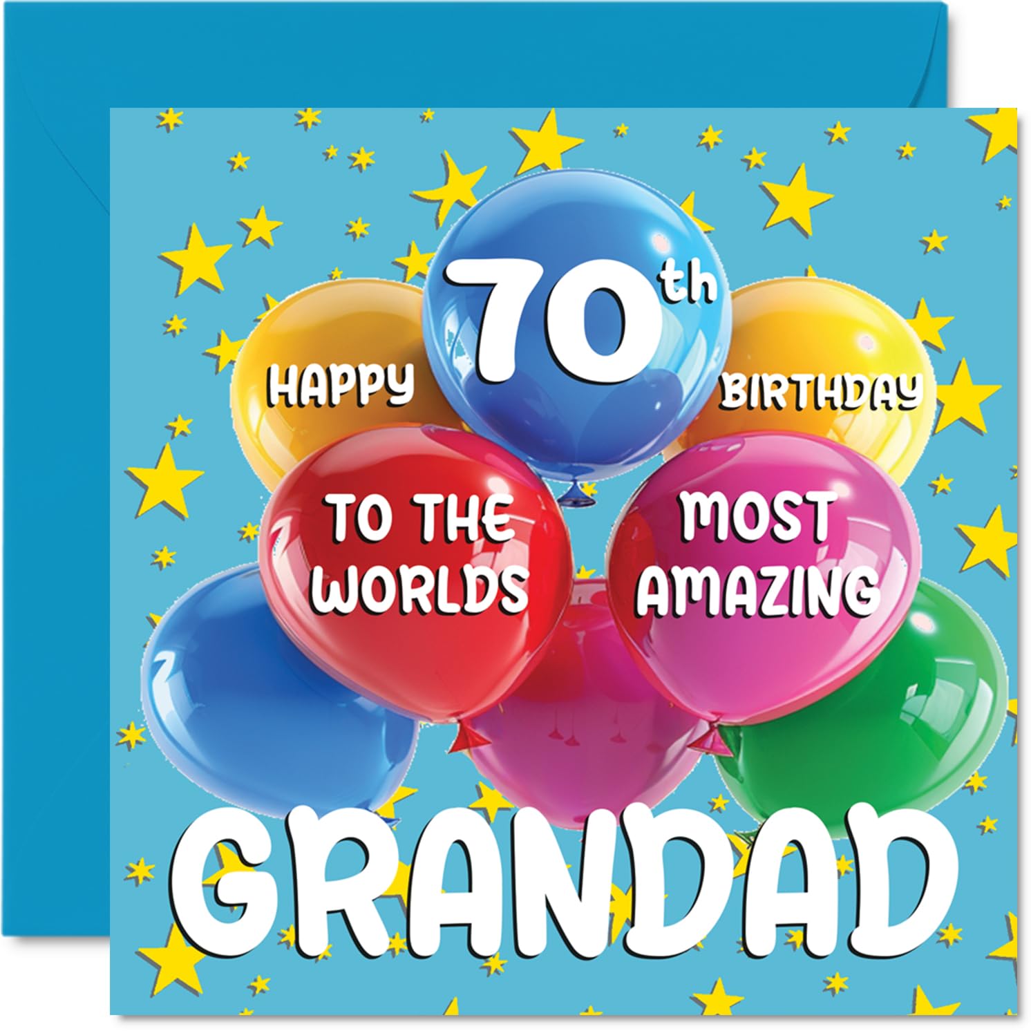 70th Grandad Birthday Card - World's Most Amazing Grandad - Happy 70th Birthday Card from Grandson Granddaughter, 145mm Age 70 Greeting Cards for Grandpa