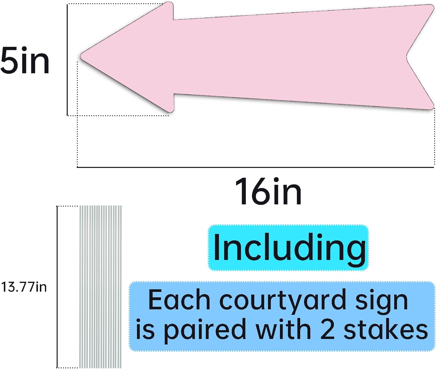 Pink Arrow Signs with Stakes 16 x 5 Inches,This Way Directional Arrow Yard Signs,Wedding Yard Signs, Birthday Party Signs (20)