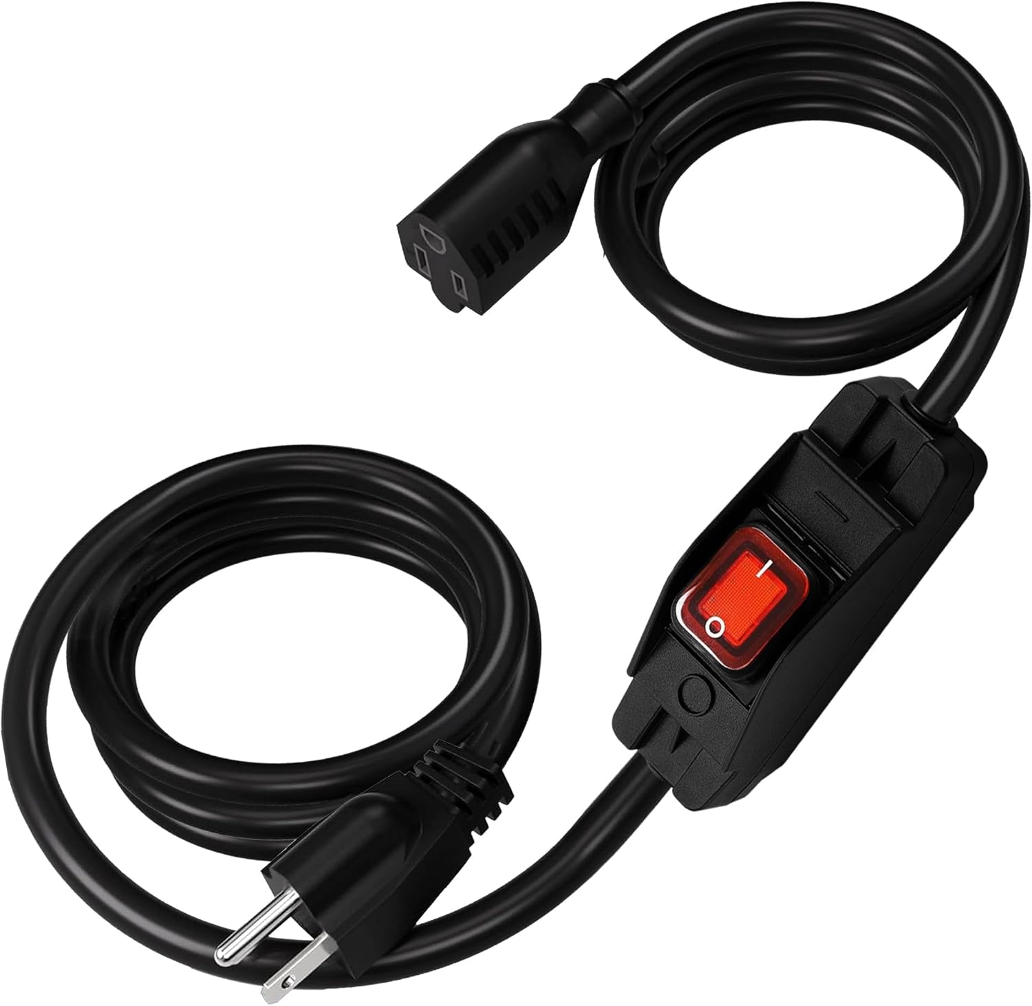 Extension Cord with Waterproof On/Off Switch, Indoor/Outdoor 13.1Ft Black Power Cord, 1250W/10A Heavy Duty 3 Prong Plugs,18/3 SJT Extension Cord,PVC Heat Resistant Fire Prevention(UL Listed)