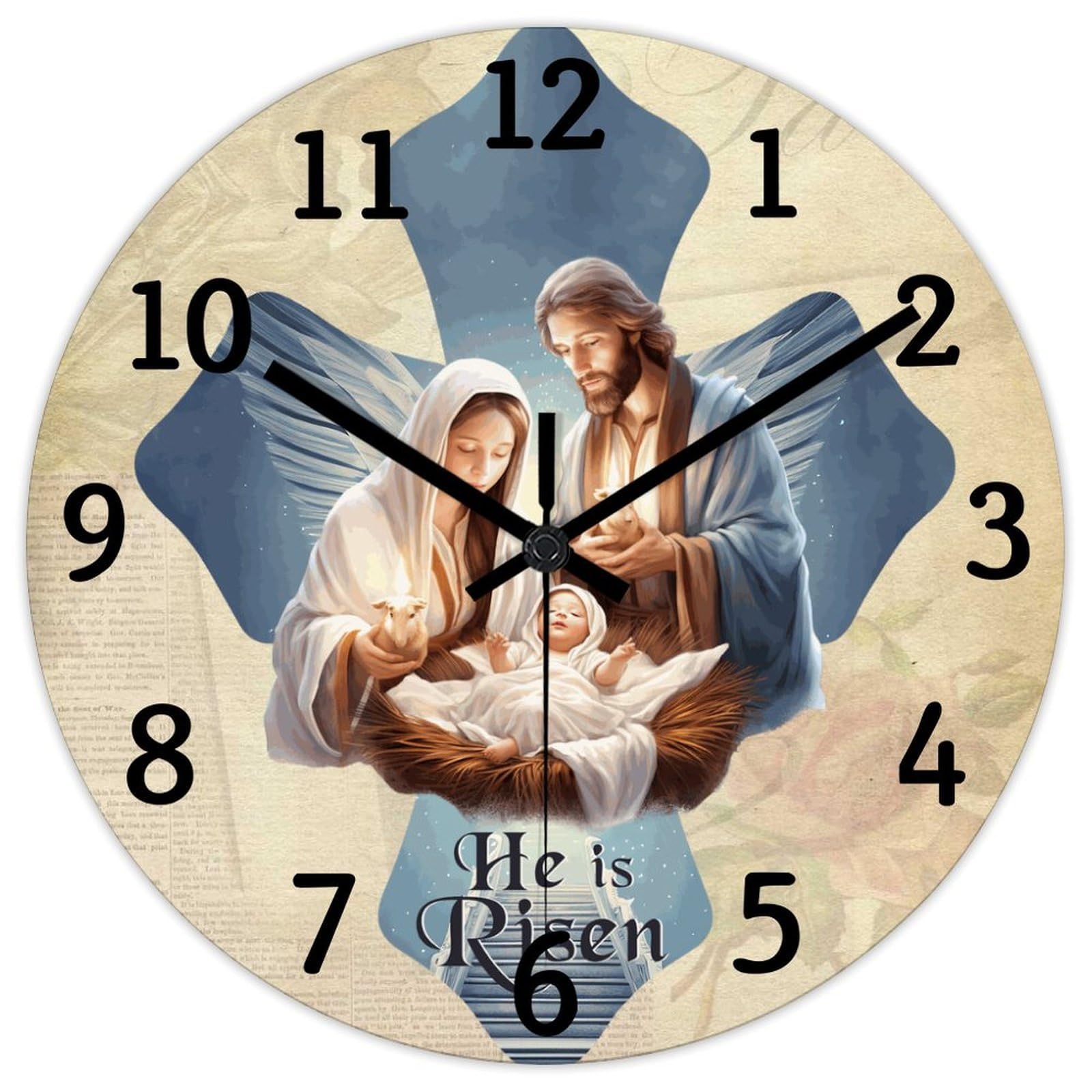 Horloge de salon ronde 38 cm verset de la Bible décoration murale silencieuse pour cuisine