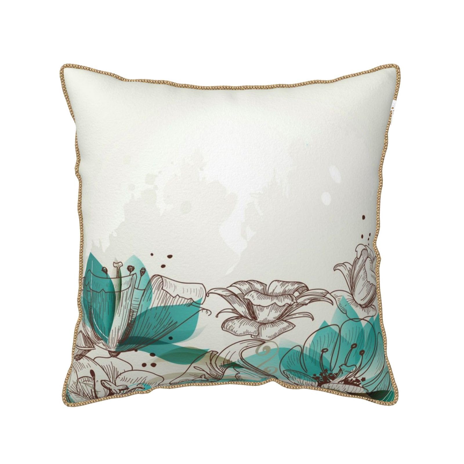 Housse de coussin velours turquoise avec fermeture éclair invisible