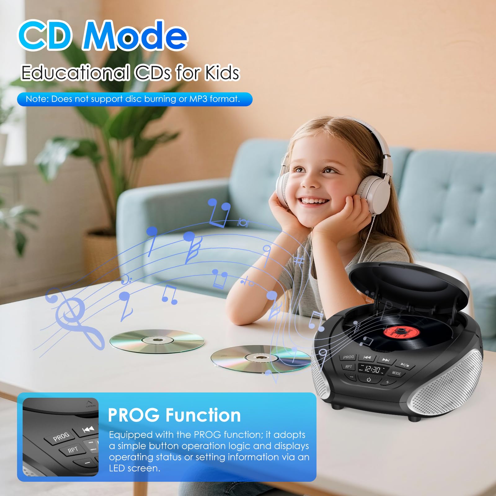Gueray CD Player Tragbarer Mit Lautsprecher Discman Produktbild-Vorschau 7