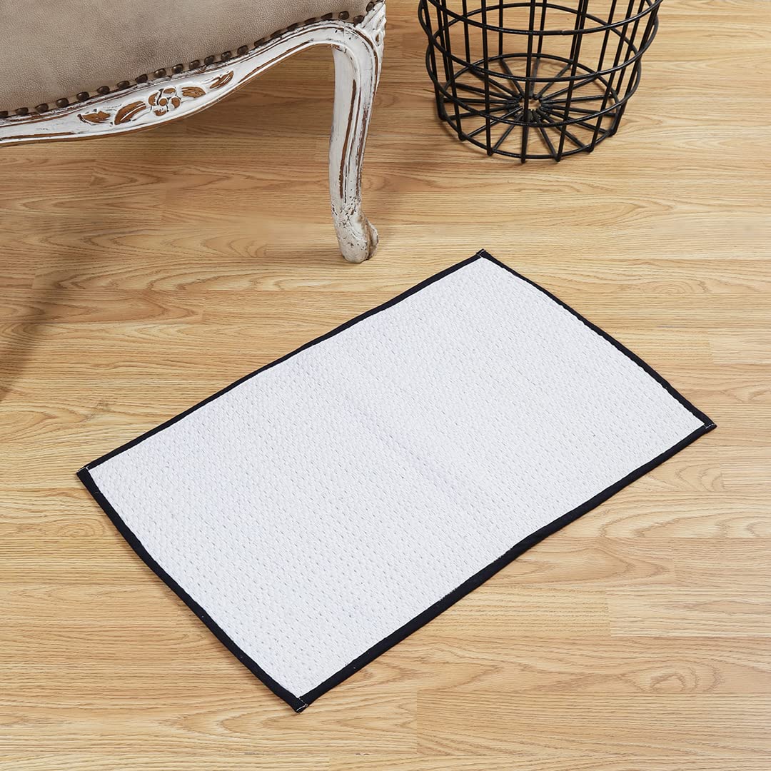 White Cotton Plain Solid 20x32 Inches Max Absorbent Bath Mat (Set of 2 bathmats)