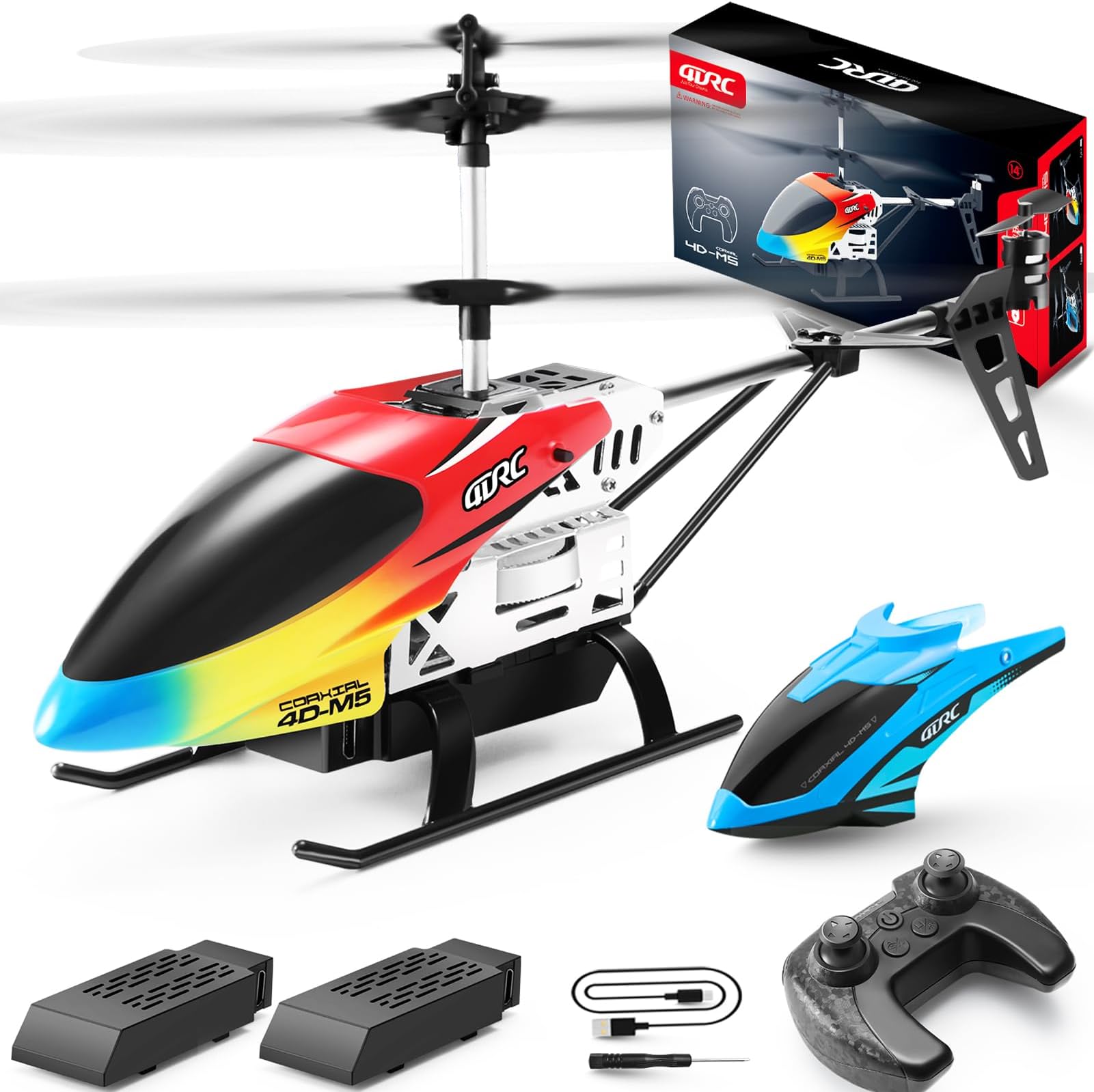 4DRC M5 Remote Control Helicopter Altitude Hold RC Helicopters with Gyro for Adult Kid Beginner,2.4GHz Aircraft Indoor Flying Toy with 3.5 Channel,LED Light,2 Battery for 25 Min Play