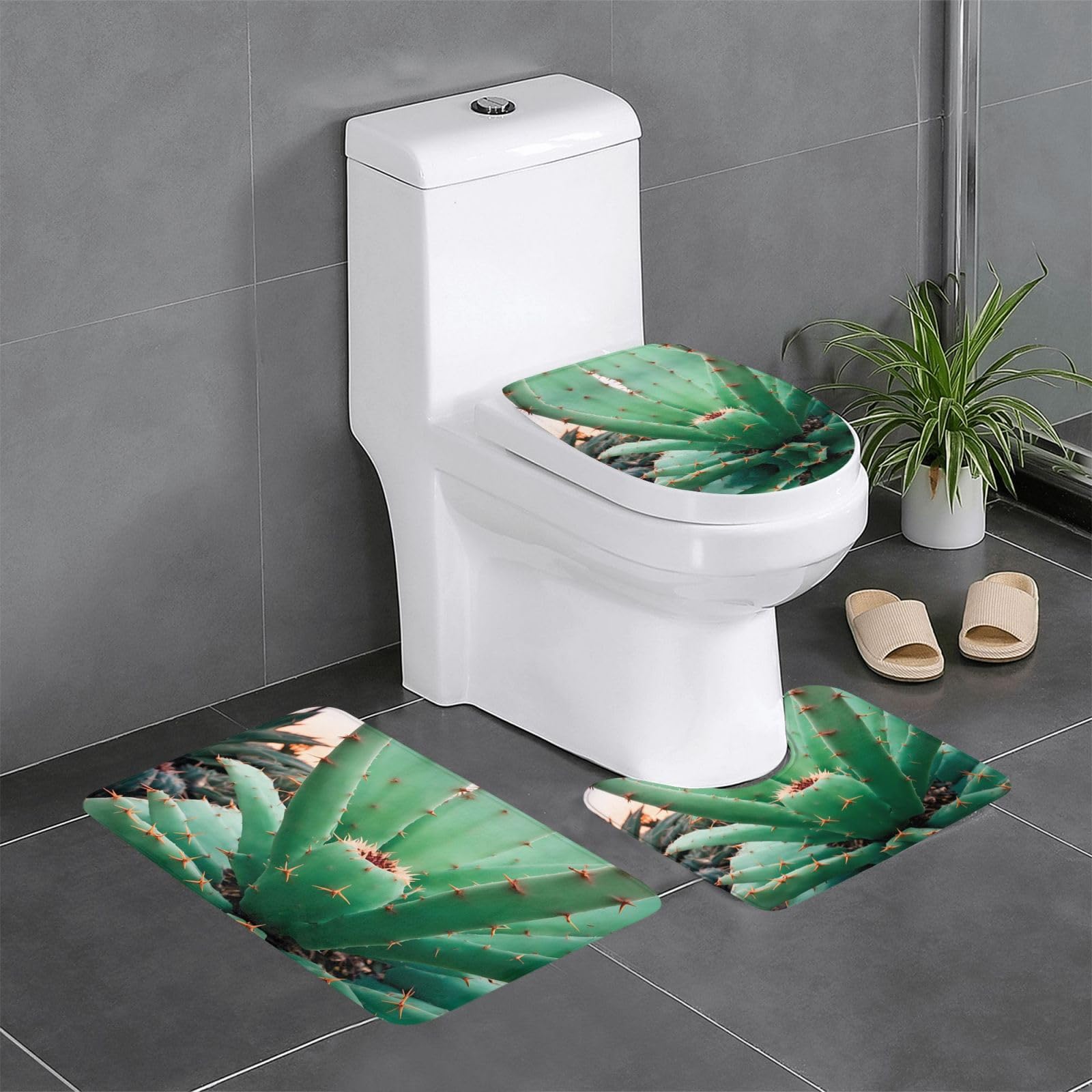 Tapis de salle de bain antidérapants motif Agave finition haut de gamme
