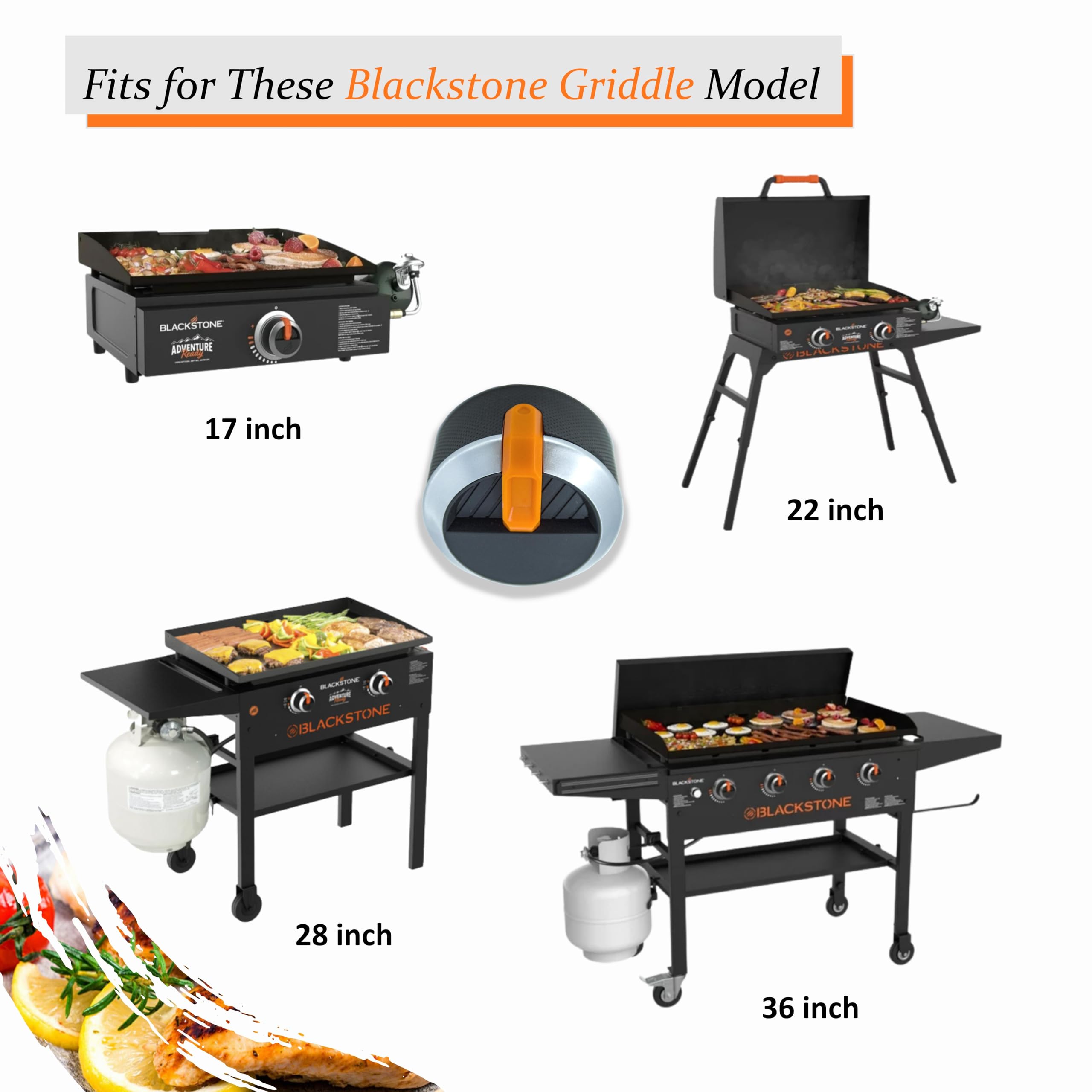 Blackstone Gasgrillknauf Ersatz, orangefarbener Steuerknopf, 4 Stück Zubehör