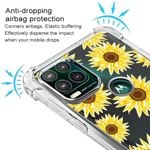 Miniatura 5 de Osophter Funda para Moto G Stylus 5G con 2 protectores de pantalla floral para niñas y mujeres, funda de goma TPU flexible de absorción de golpes