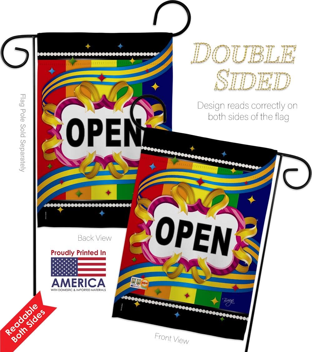 Open Garden House Flags Set Novelty Merchant Sale Store Retail Business Advertisement Promotion Small Decorative Gift Yard Banner Double-Sided Made In USA 28 X 40