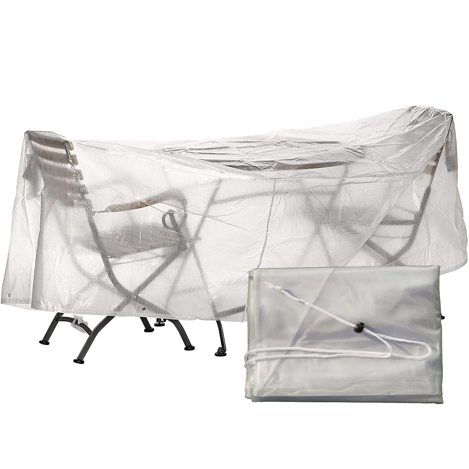 Copertura trasparente per mobili da esterno, copertura impermeabile per divani, sedie e ripostigli, 200 x 160 cm, protezione da giardino trasparente satinata
