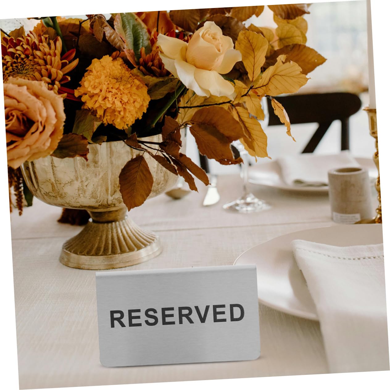 Anneome 4piezas Carteles De Mesa Reservados De Inoxidable Shape Para Restaurantes y Eventos De Doble Cara Elegantes y Duraderos Para Bodas y Conferencias