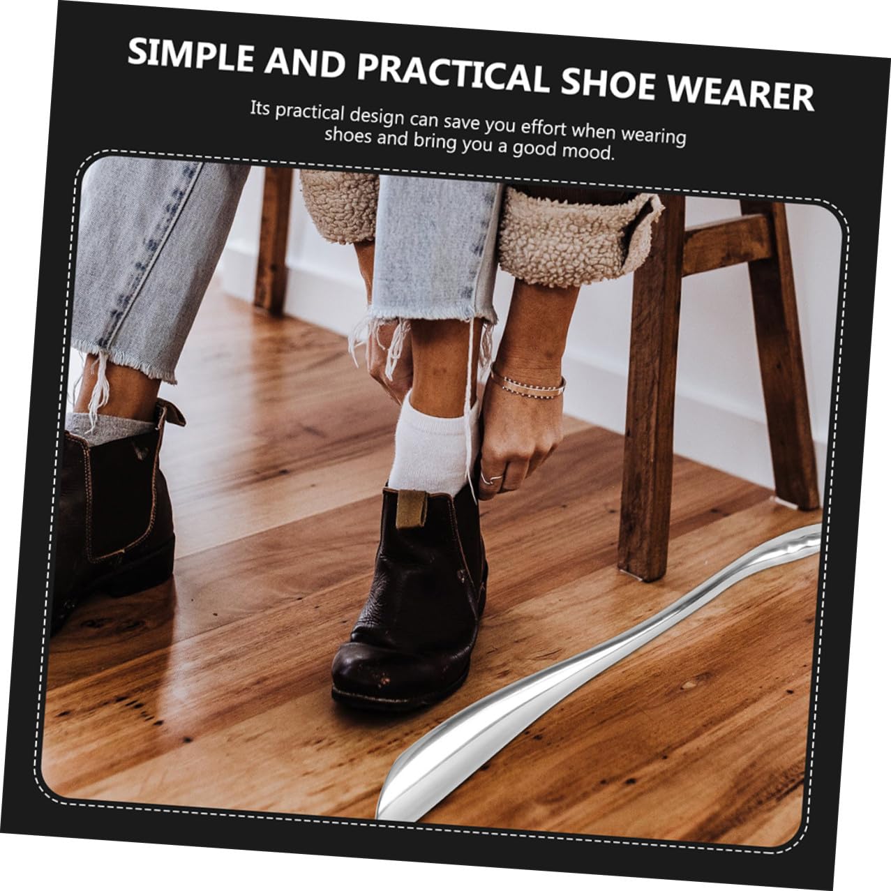 ORFOFE Calzador Metálico Extra de Acero Inoxidable para Zapatos y Botas Herramienta Resistente y para Personas Mayores y Uso Diario