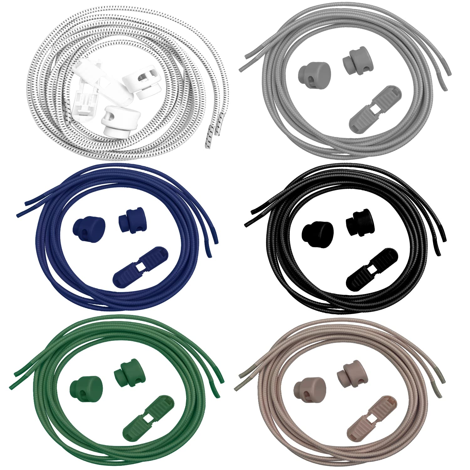 SHUIYUE6pcs Stretch lazy no tie shoe laces, 110cm elastic laces white dots, adult and children's safety, tie-free, sports elastic colored laces