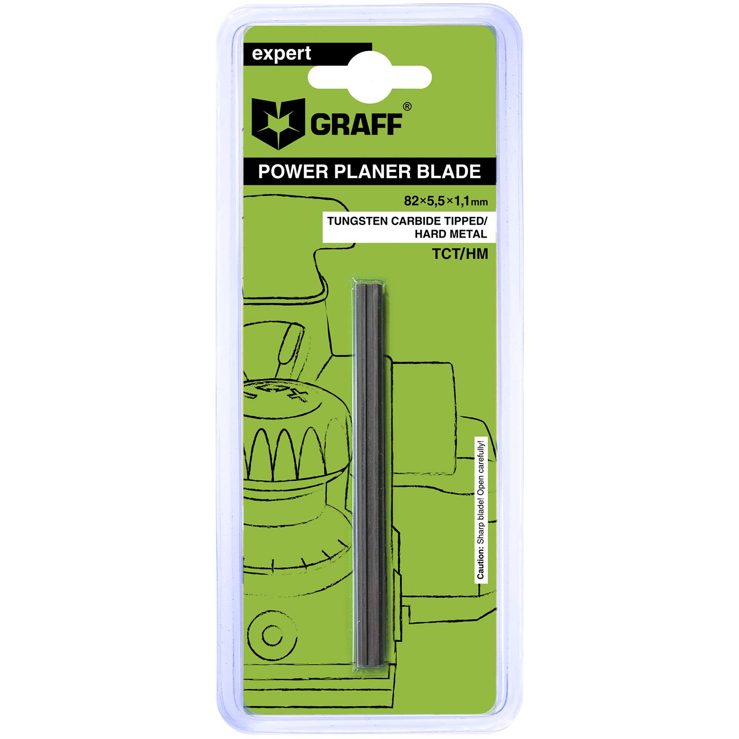 GRAFF82 mm TCT Planer Blade, Professional Wood Replacement Blade for Electric Planer, Real Carbide, Reversible, Suitable for Makita, Bosch, DeWalt, Trend, Elu, 1 Piece, 35°