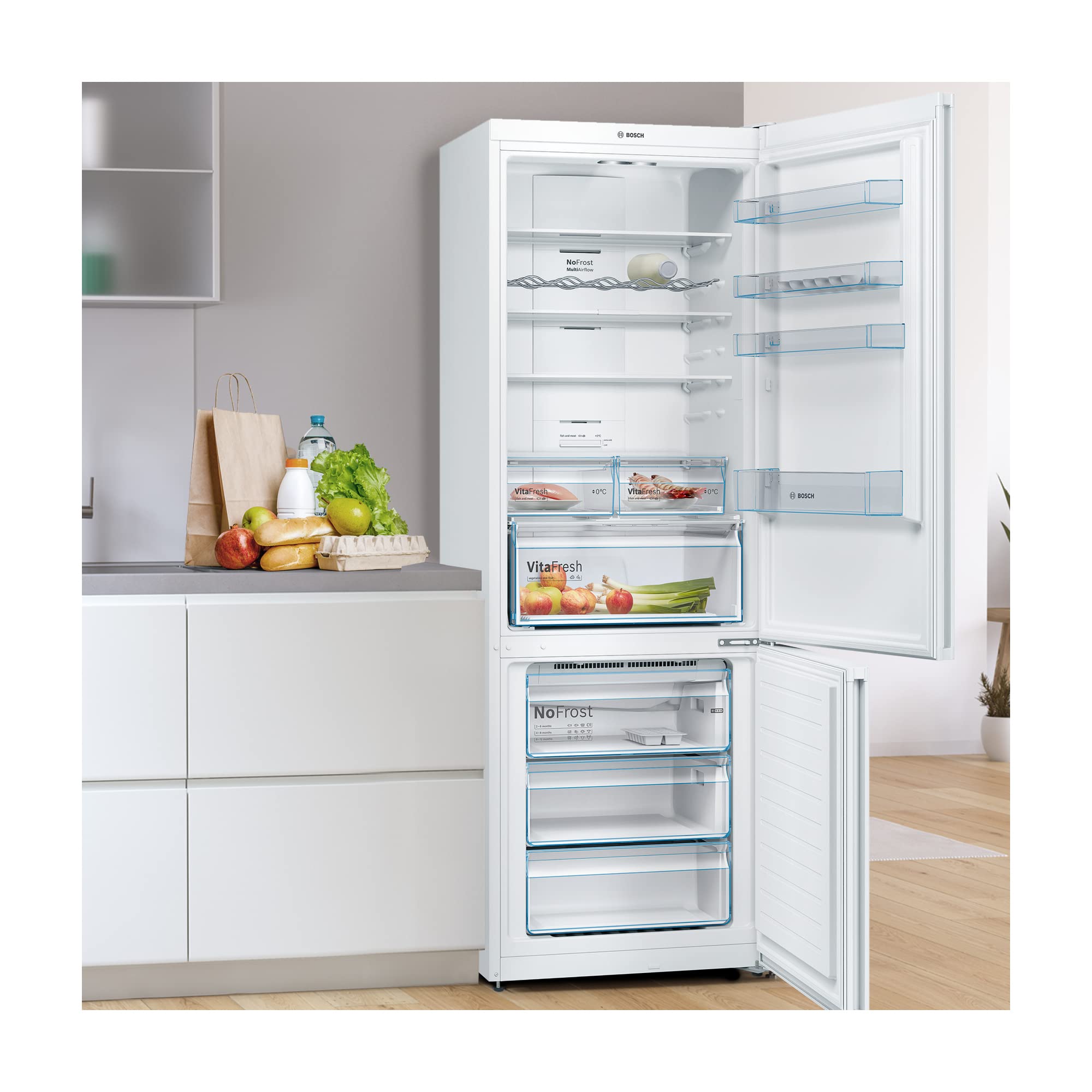 Image secondaire de Réfrigérateur combiné Bosch KGN49XWEA - 438 L, Blanc, Technologie MultiAirFlow