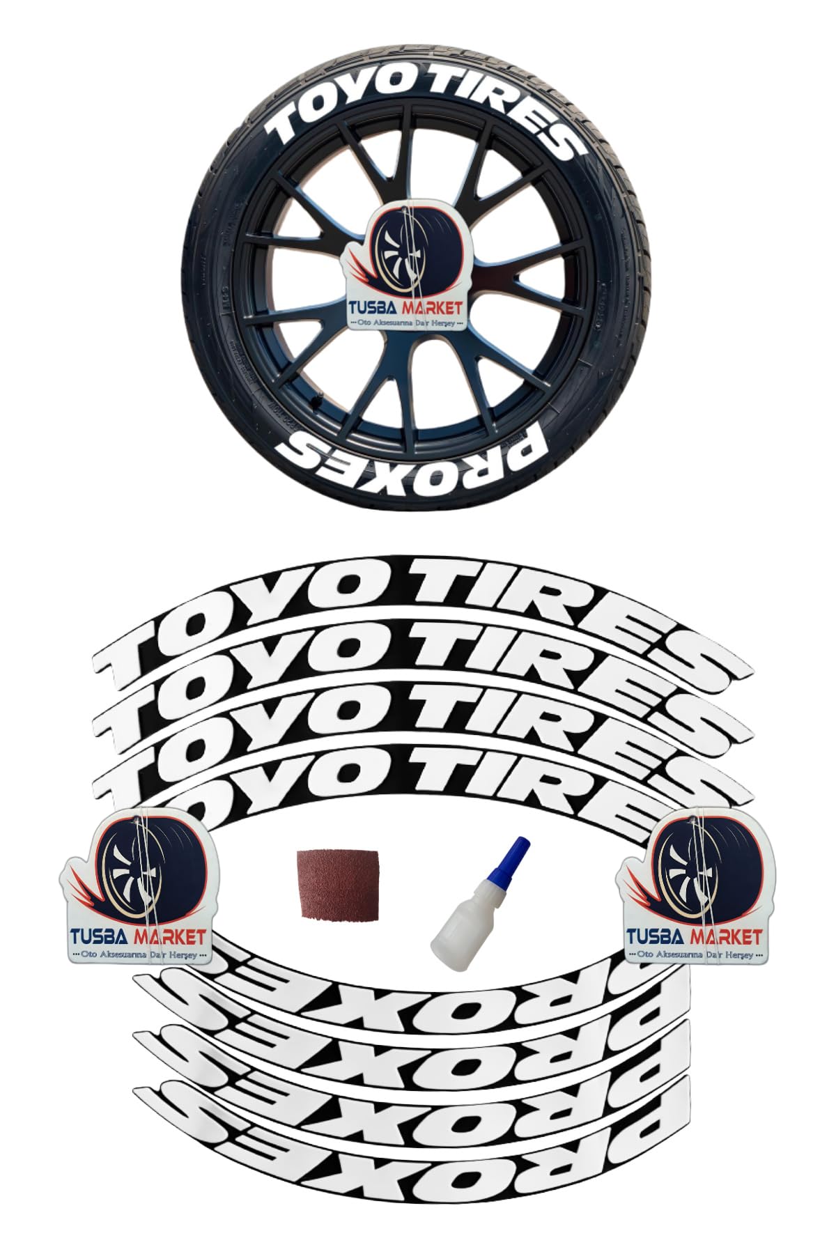 Toyo Tires & Proxes ile Uyumlu Otomobil Motosiklet 3D Araç Lastik Jant Yazısı Arma Sticker Şerit | 8'Li Set