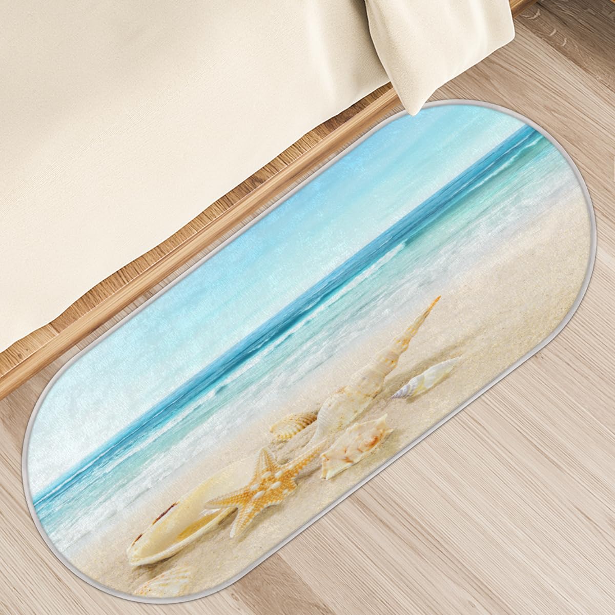 TropicalLife Muszle plaża obszar morski dywanik mata 50 x 120 cm, plaża długie włosy pogrubione dywaniki do pokoju kuchni domu łazienki wewnątrz antypoślizgowa mata podłogowa dywaniki