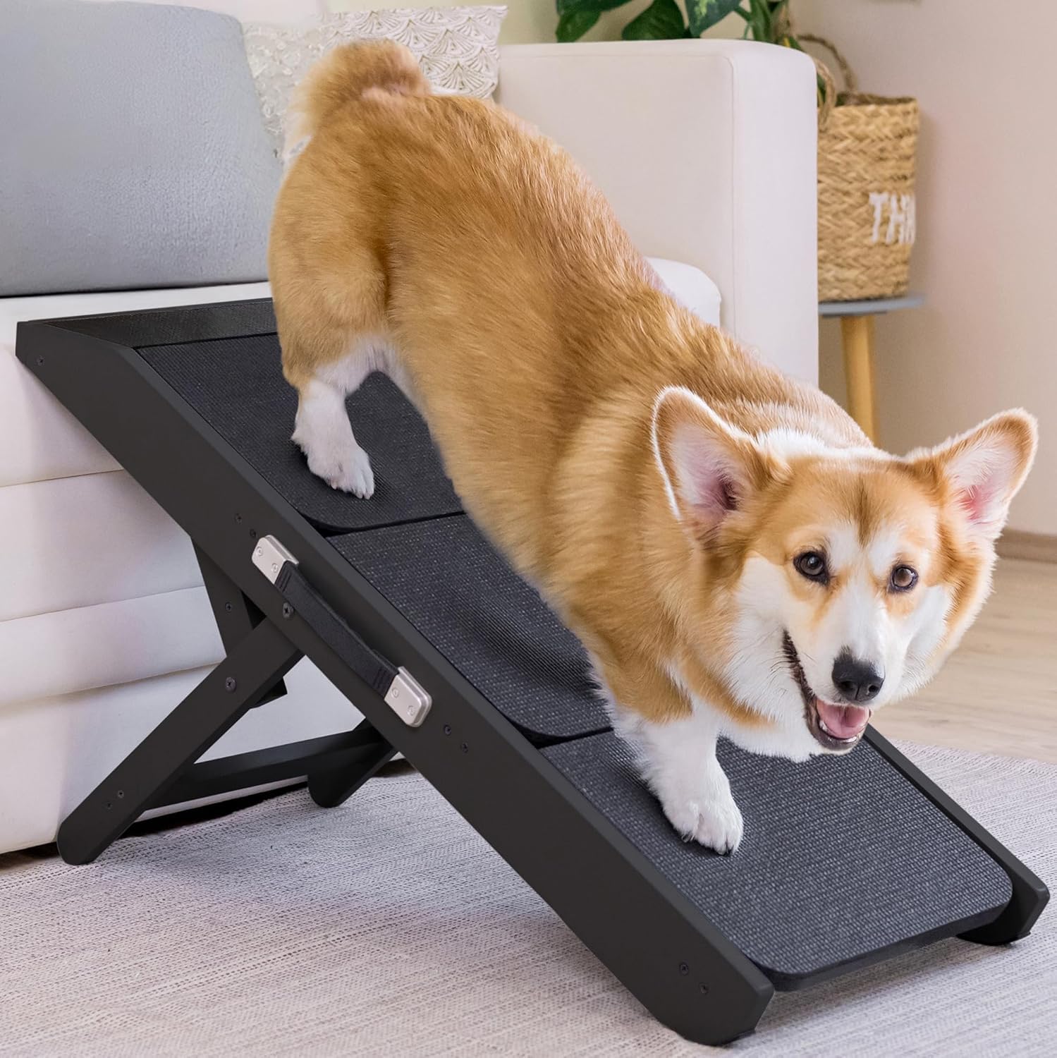 Dog ramp for Couch – Non-Slip, Sturdy Build Foldable Dog ramp – Supports up to 200lbs – Adjustable 7'' to 20'' – Landing Platform Seamlessly Connects