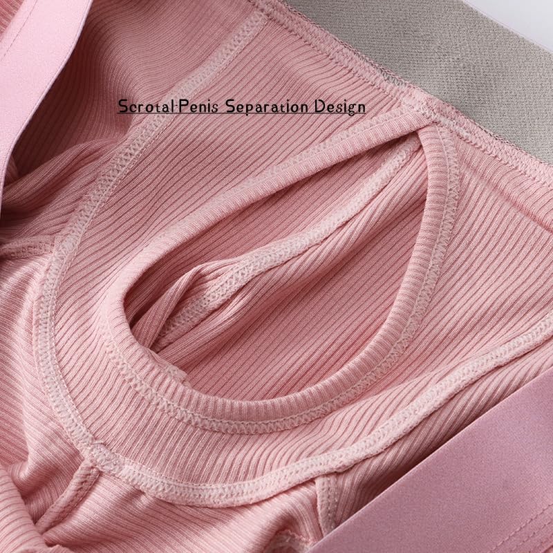 Men's Fly Pouch Boxer briefs Front Open Bulge Underwear Sweet absorbing Separated Pouch Trunks3