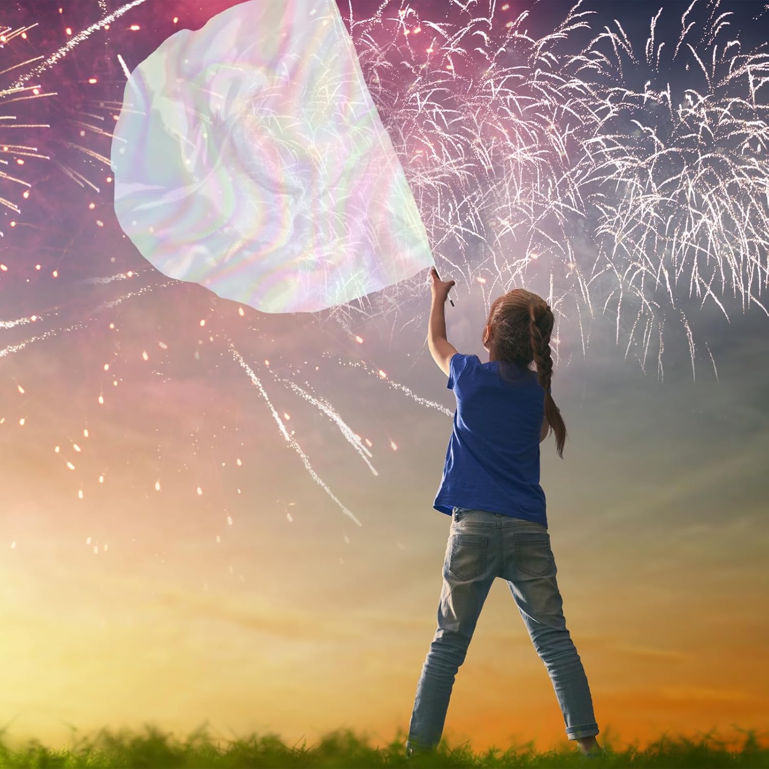 Seenelling 4 Pcs 31.5'' Kids Praise Worship Dance Flags with Bendable Rod Worship Flags Semicircle Flag with Flex Rods Praise Church Flag for Practice Performance Outdoor(Transparent)