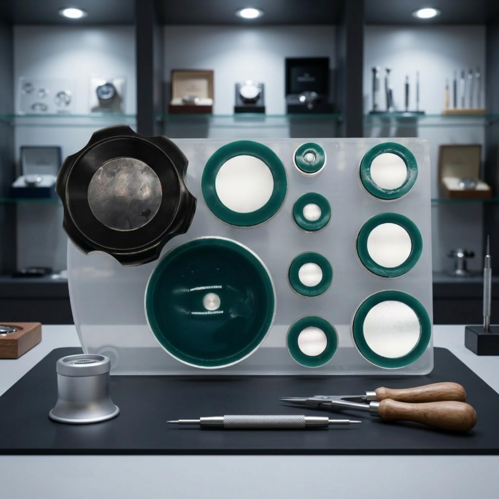 Ouvre-Boîtier Montre avec Base en Acrylique Sûr Outil D'ouverture Montre avec Ventouses Pratique pour Horlogers, Vert, Vert