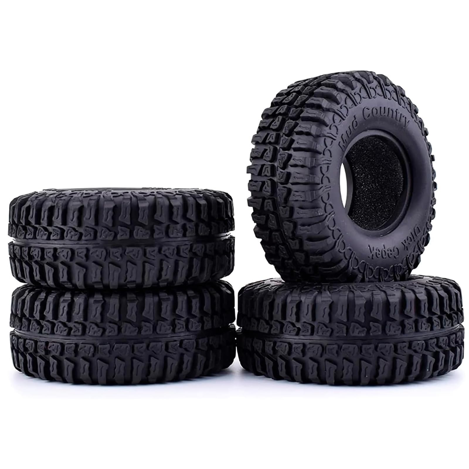 KINGCOO RC Auto Reifen, 4PCS RC Crawler Reifen Gummi 1.9 Zoll Felgen Radreifen für 1:10 RC Rock Crawler Auto Teile für Axial SCX10 D90 TF2 TRX4 Tamiya Redcat Gen8 (100MM)