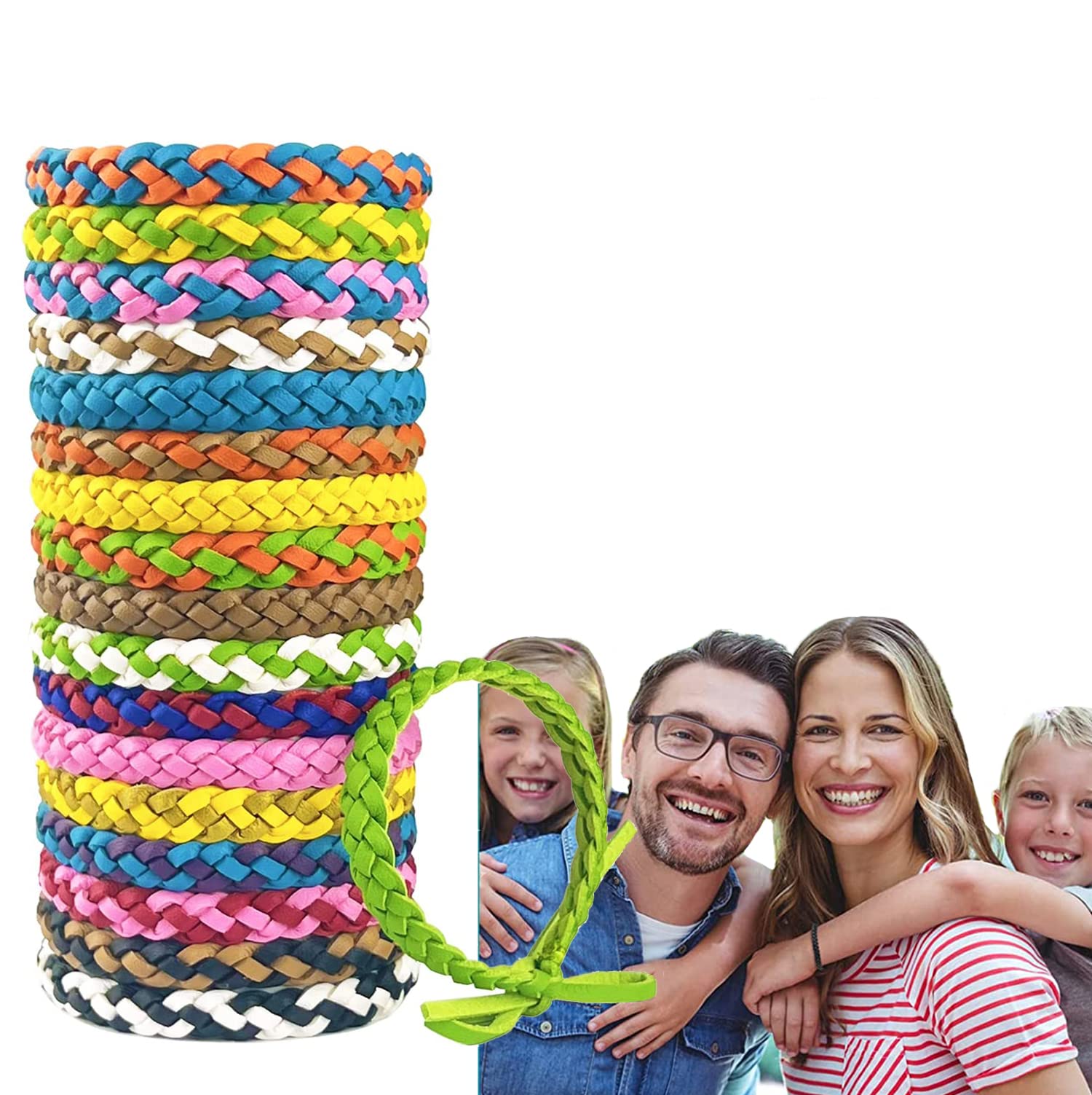 Mosquito Repellent Bracelets 18 Pack, PU Leather Mosquito Repellent Bands with 12 Pcs Mosquito Repellent Patches, DEET-Free Mosquito Wristbands Stickers for Adults and Kids Indoor Outdoor Prtection