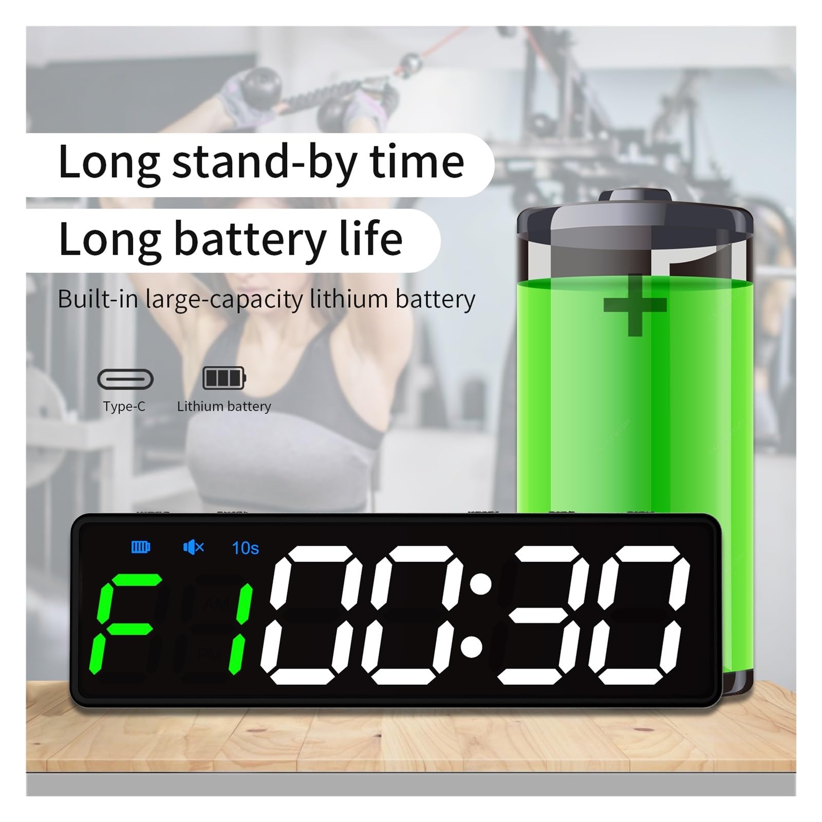 Countdown Timer, Mini timer da palestra da 1 pollice 5,1 "X1,5''x0,9'' Super portatile LED Intervallo di allenamento Orologio da allenamento Conto alla rovescia Cronometro fitness