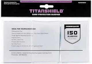 TitanShield (150 Sleeves) Clear Standard European Size Board Game and Matte Card Sleeves